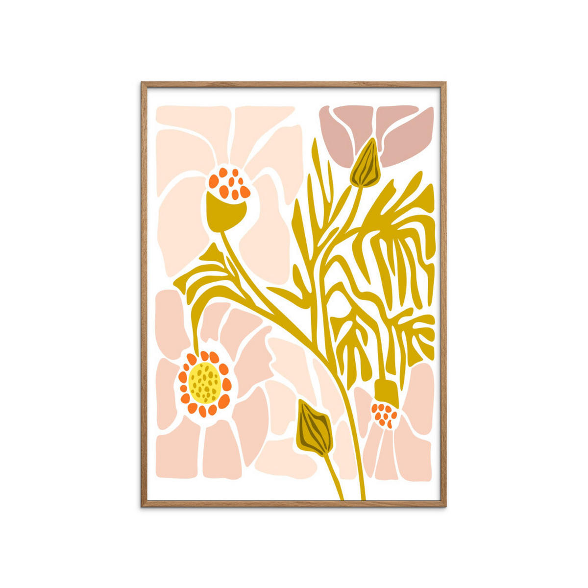 POSTER mit Rahmen Affordable Art Prints x Annick - Soft Pink Flower - Pink/Eichefarben, Holz/Papier (30/40cm) - Poster&Frame