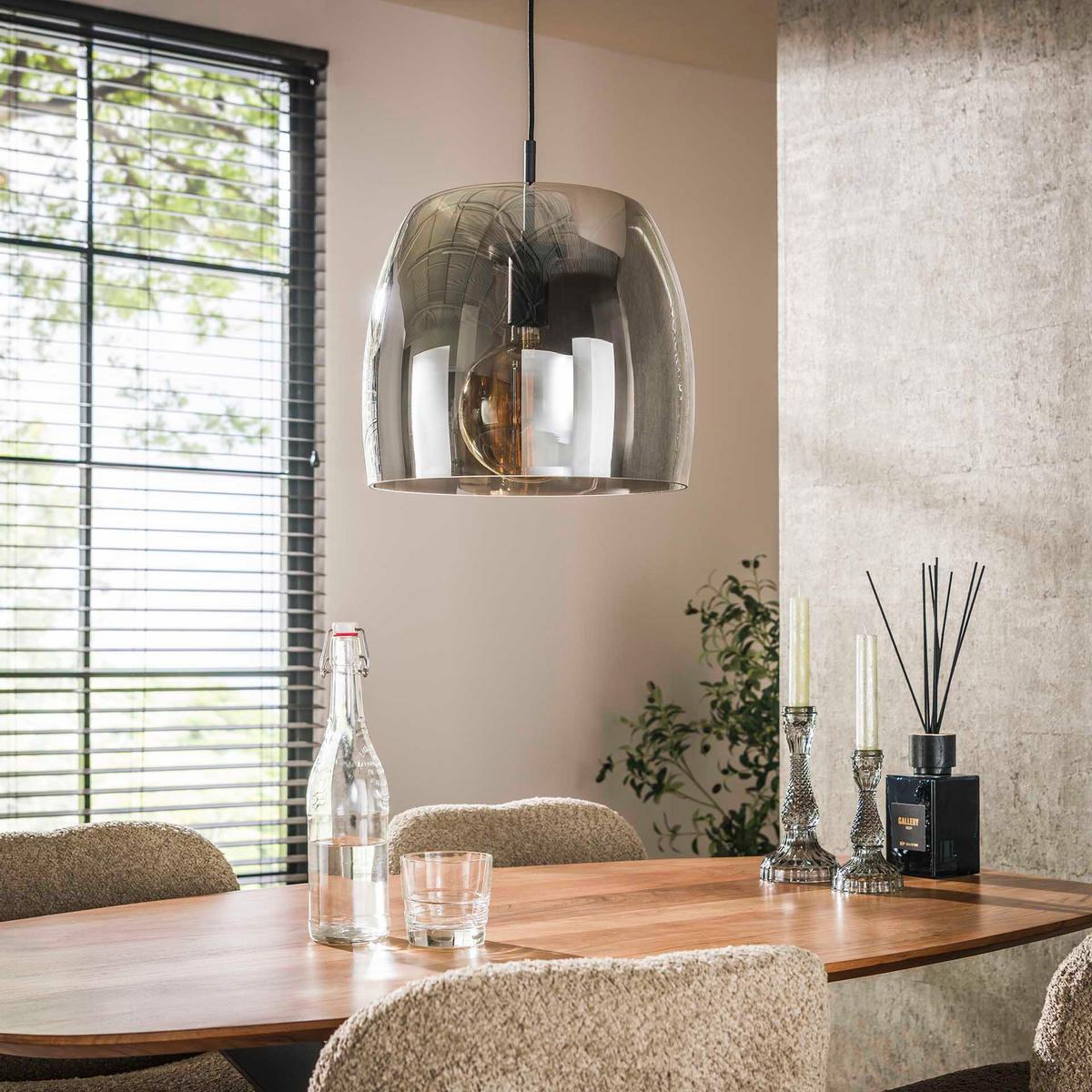 HÄNGELEUCHTE Drift Grau 35/35/ 150 cm - Grau, Glas (35/35/150cm) - Hoyz Collection