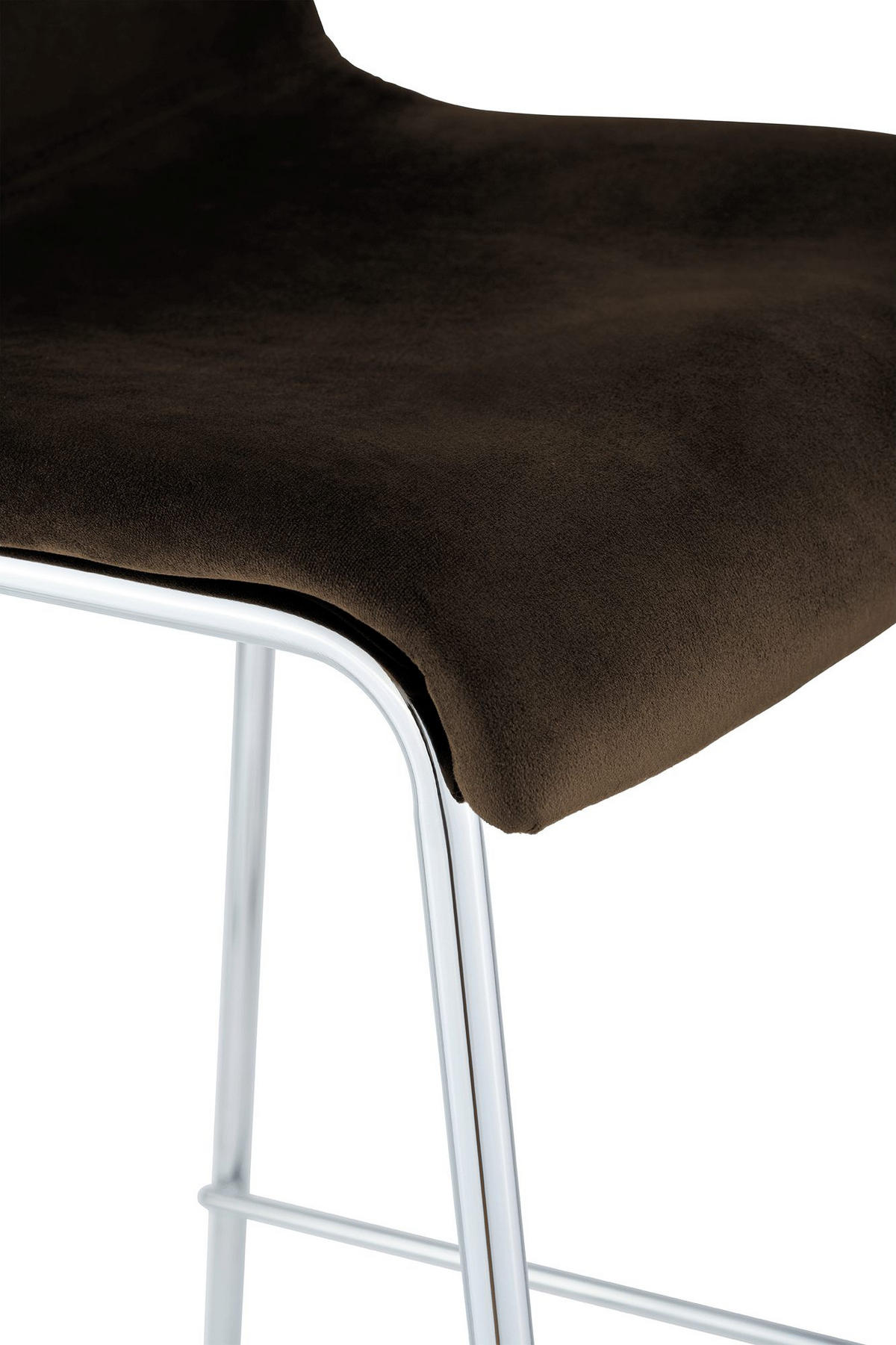 BARHOCKER Samt Braun - Chromfarben/Braun, Textil/Metall (43/100/48cm) - CLP