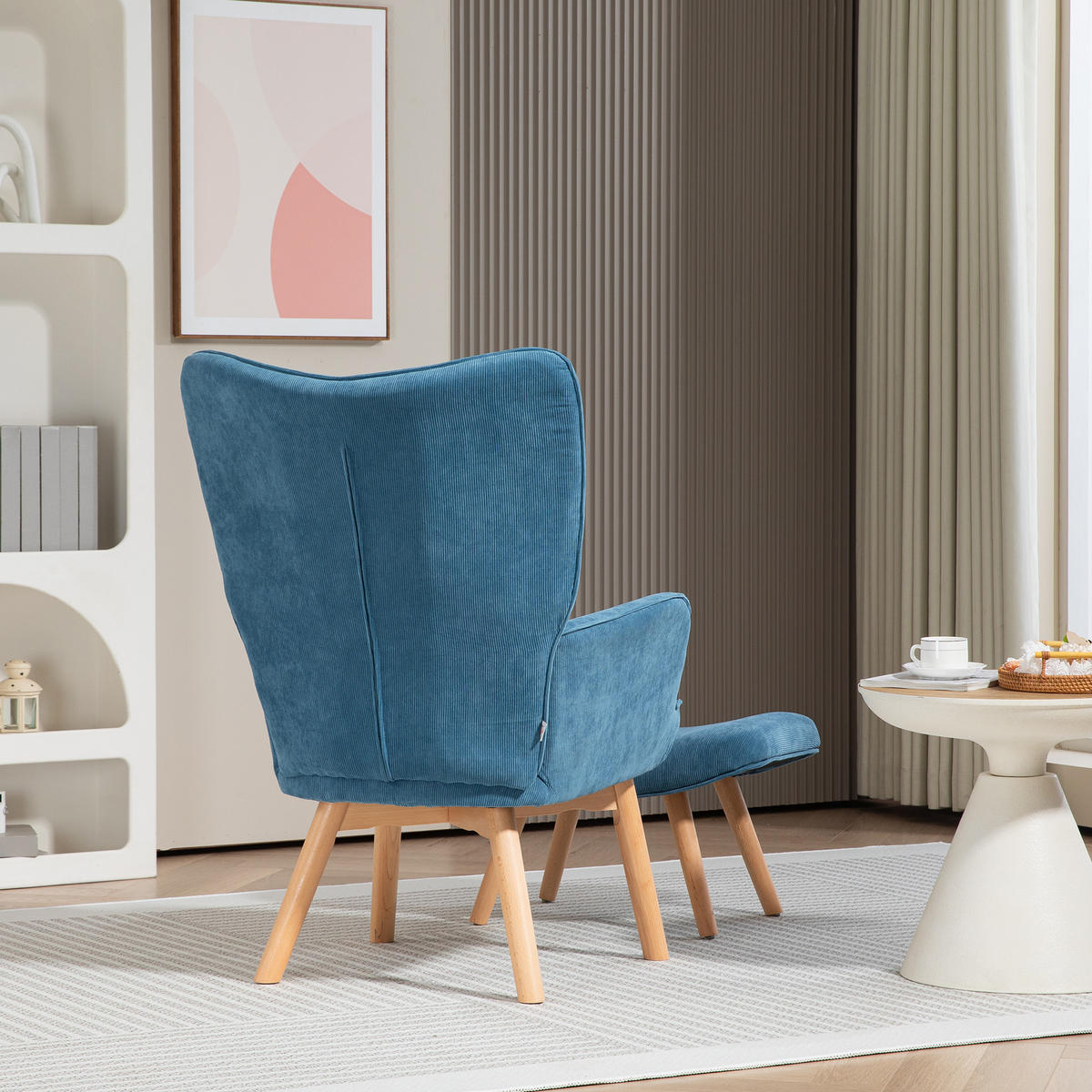 SESSEL mit Hocker, Blau - Blau, Textil (72/101/80cm) - HOMCOM