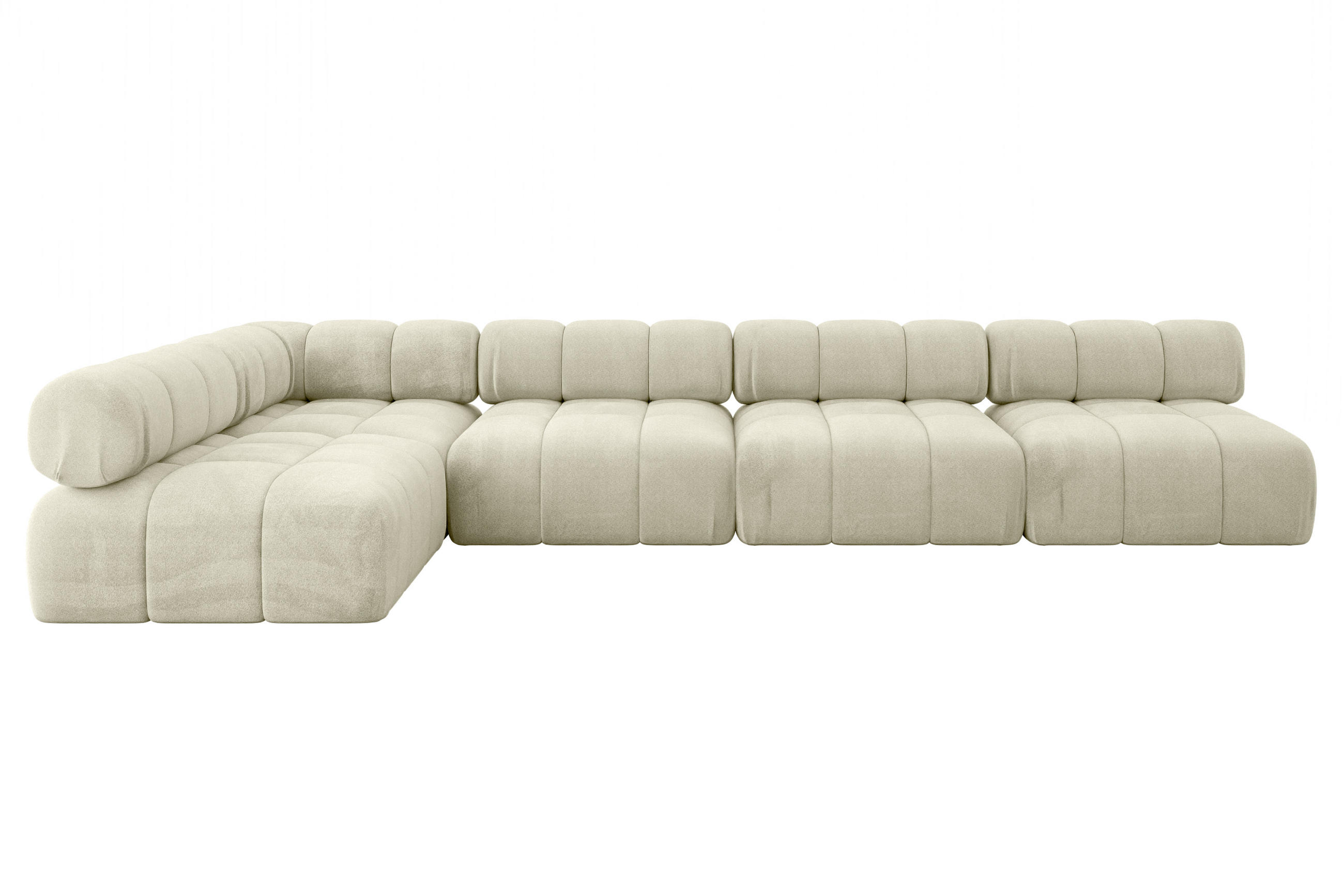 ECKSOFA modulares Sofa Samaro-L3 - 380x190x70 cm Beige Velours - Beige, Holzwerkstoff/Textil (380/190cm) - ALTDECOR