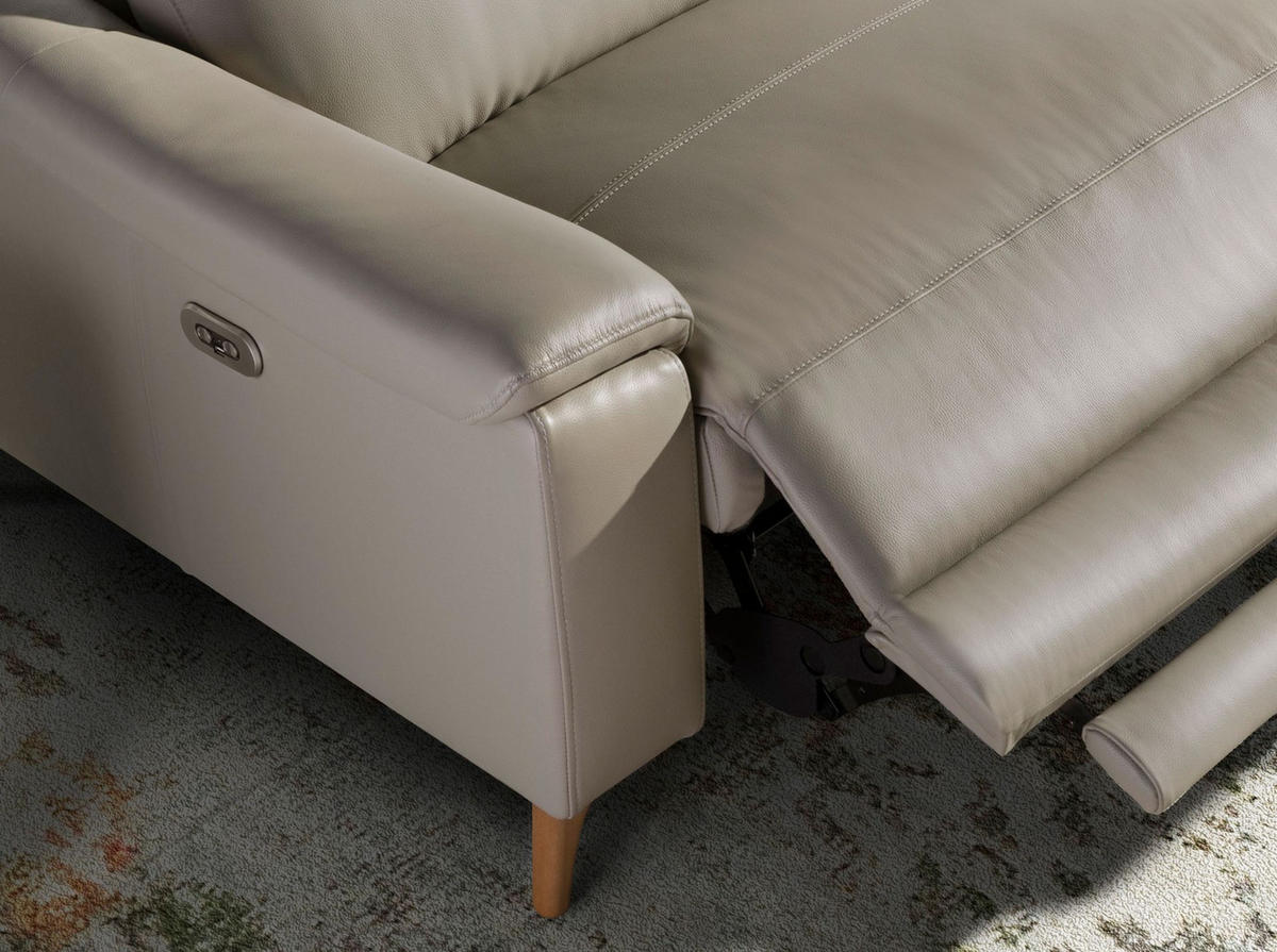 SOFA 3-Sitzer-Relax-Sofa aus taupefarbenem Leder 208/104/102 cm - Grau/Honig, Leder (208/102/104cm) - ANGEL CERDA