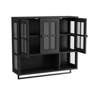 KÜCHENOBERSCHRANK 88/26/82,5 cm aus MDF, Glas und Metall mit Handtuchstange Schwarz - Schwarz, Holzwerkstoff (88/82.5/26cm) - Modenvie