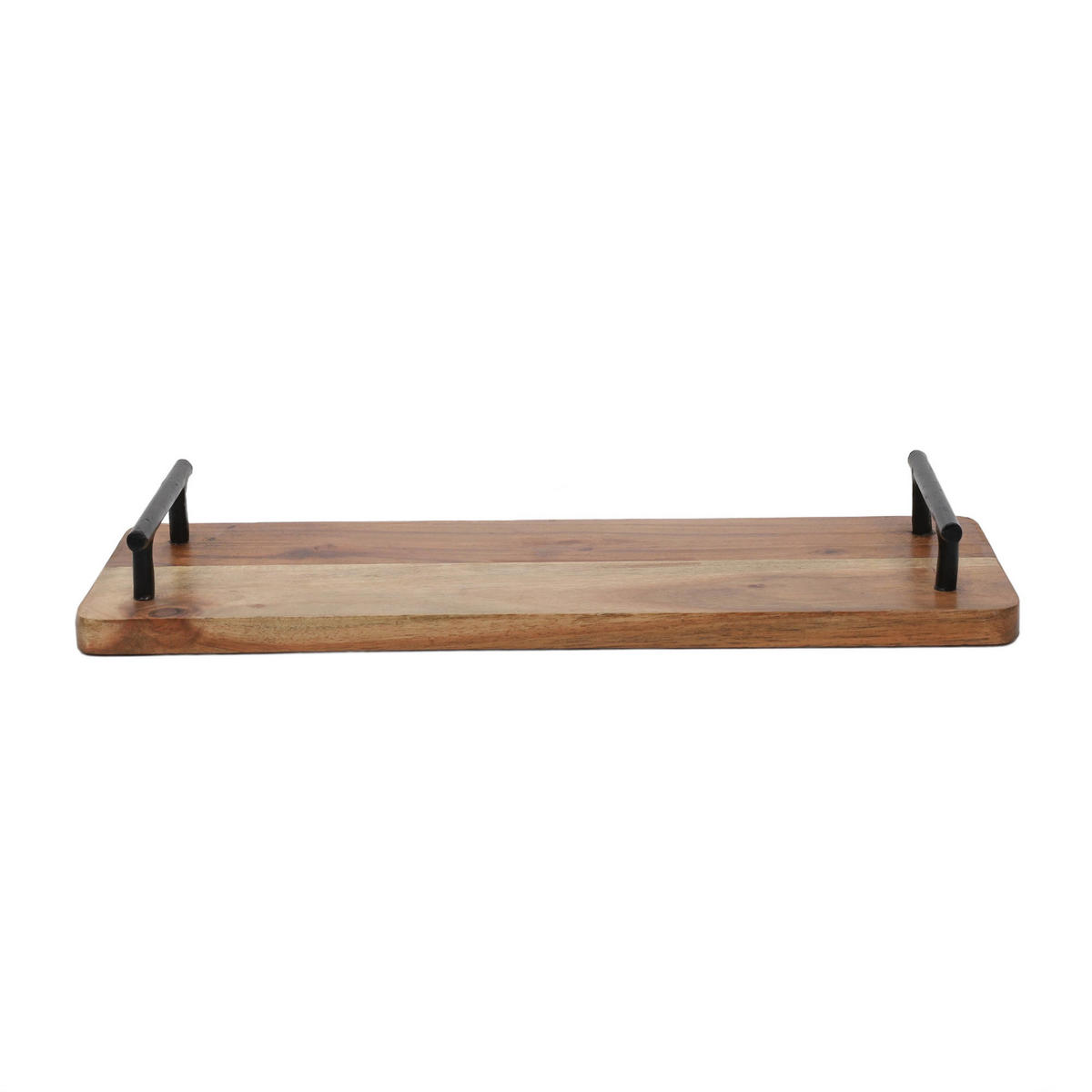 SERVIERTABLETT aus Akazienholz mit Metallgriffen Braun 40/15/5 cm - Braun, Holz (15/5/40cm) - Home Styling Collection