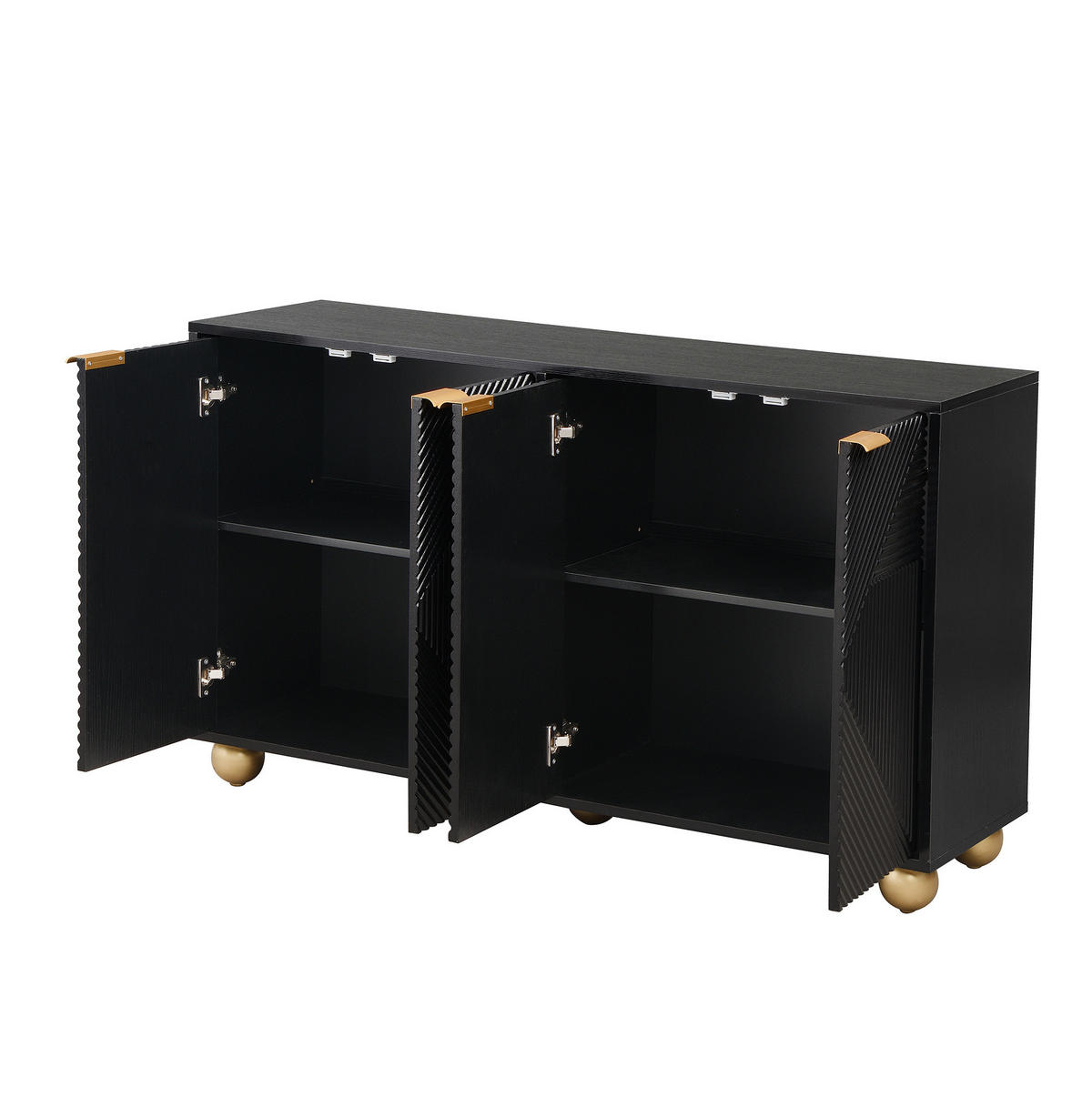 SIDEBOARD 120/35/71,5 cm mit 4 Türen in Schwarz im Vintage-Look - Schwarz, Holzwerkstoff (120/71.5/35cm) - BEAOK