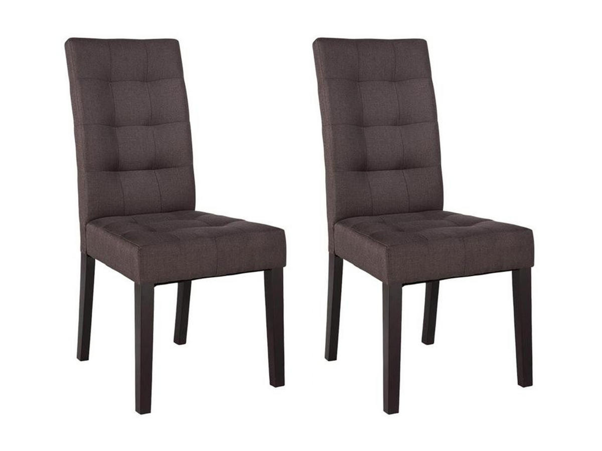 STUHL 2er-Set - Stoff & Holz - Braun - VILLOSA - Braun, Textil (61/100/48cm) - Vente-Unique