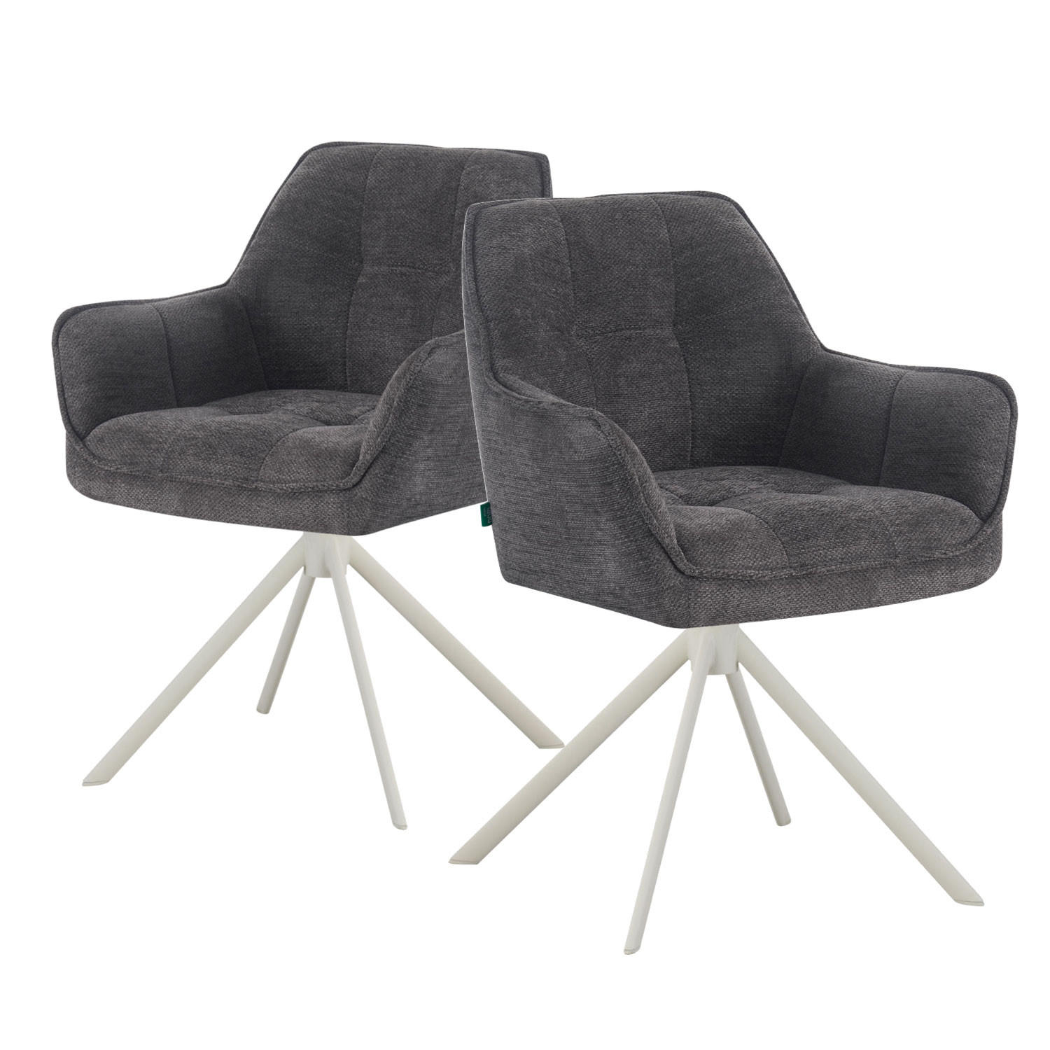 ESSZIMMERSTUHL THOMAS-DINA 2er-Set 360°drehbar - Schwarz/Weiß, Textil/Metall (61/83/62cm) - DUBI Möbel