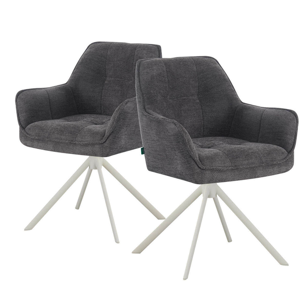 ESSZIMMERSTUHL THOMAS-DINA 2er-Set 360°drehbar - Schwarz/Weiß, Textil/Metall (61/83/62cm) - DUBI Möbel
