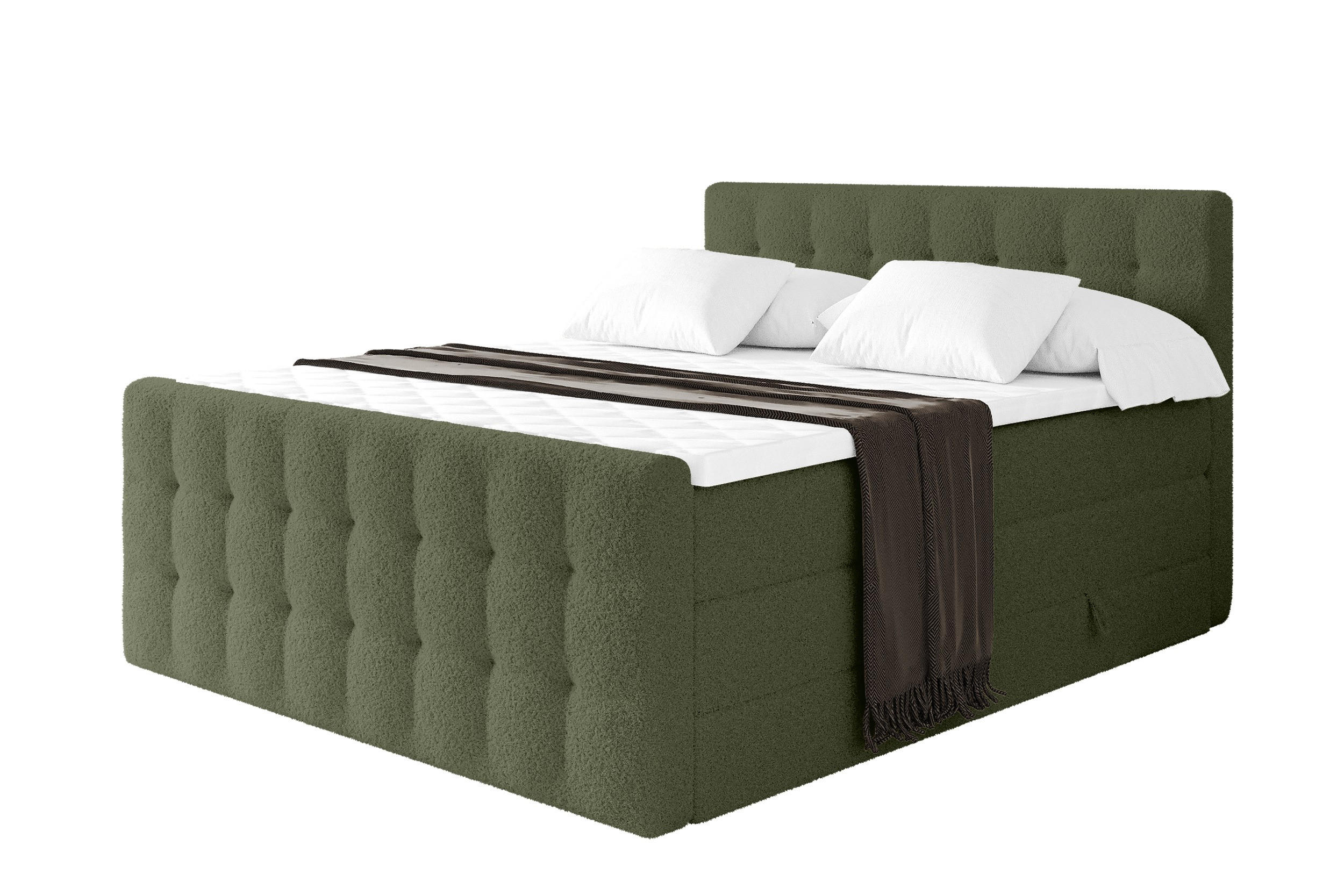 BOXSPRINGBETT mit Matratze H3/H4 - IGAN-Z KING - 140x200 cm Grün - Grün, Holzwerkstoff (143/200cm) - ALTDECOR