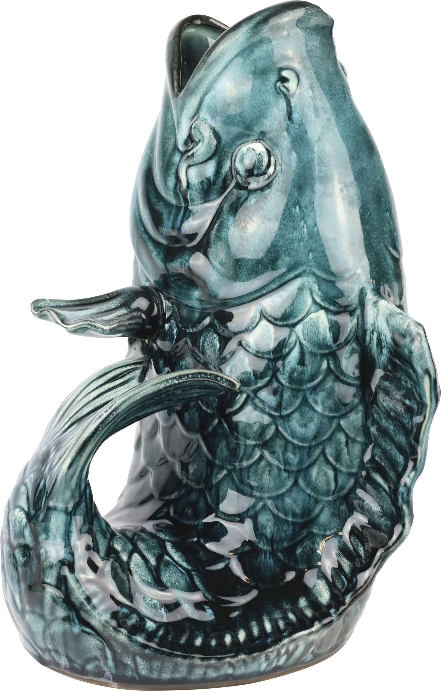 VASE Lucky Fish blau - Orange, Keramik (44.5cm) - FURNARO