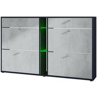 SCHUHSCHRANK Today Fronten in Beton Oxid Optik - Hellgrau, Holzwerkstoff (155.5/95/28cm) - Vladon