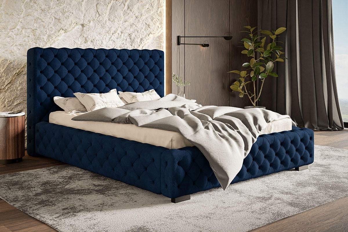 BETT Blau BEN 15 Gepolstert Mit Bettkasten 120x200 cm - Dunkelblau, Textil (120/200cm) - Sepro Meble