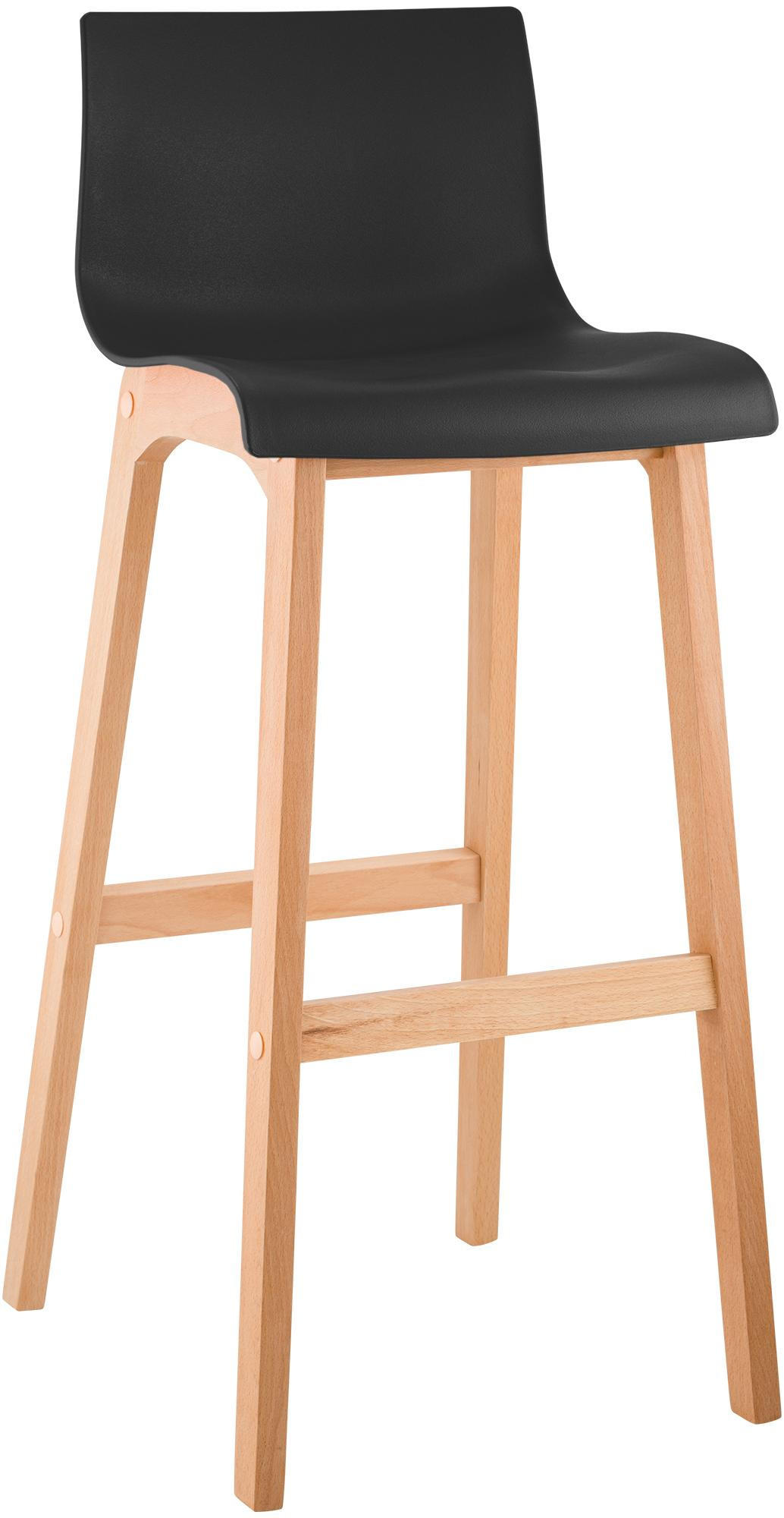 BARHOCKER Holz Schwarz - Eukalyptusholzfarben/Schwarz, Holz (41/102/46cm) - CLP