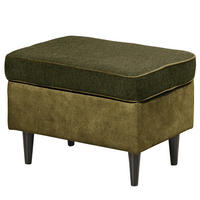 POLSTERHOCKER - Schwarz/Olivgrün, Holzwerkstoff/Buchenholz (63/43/42cm) - home24