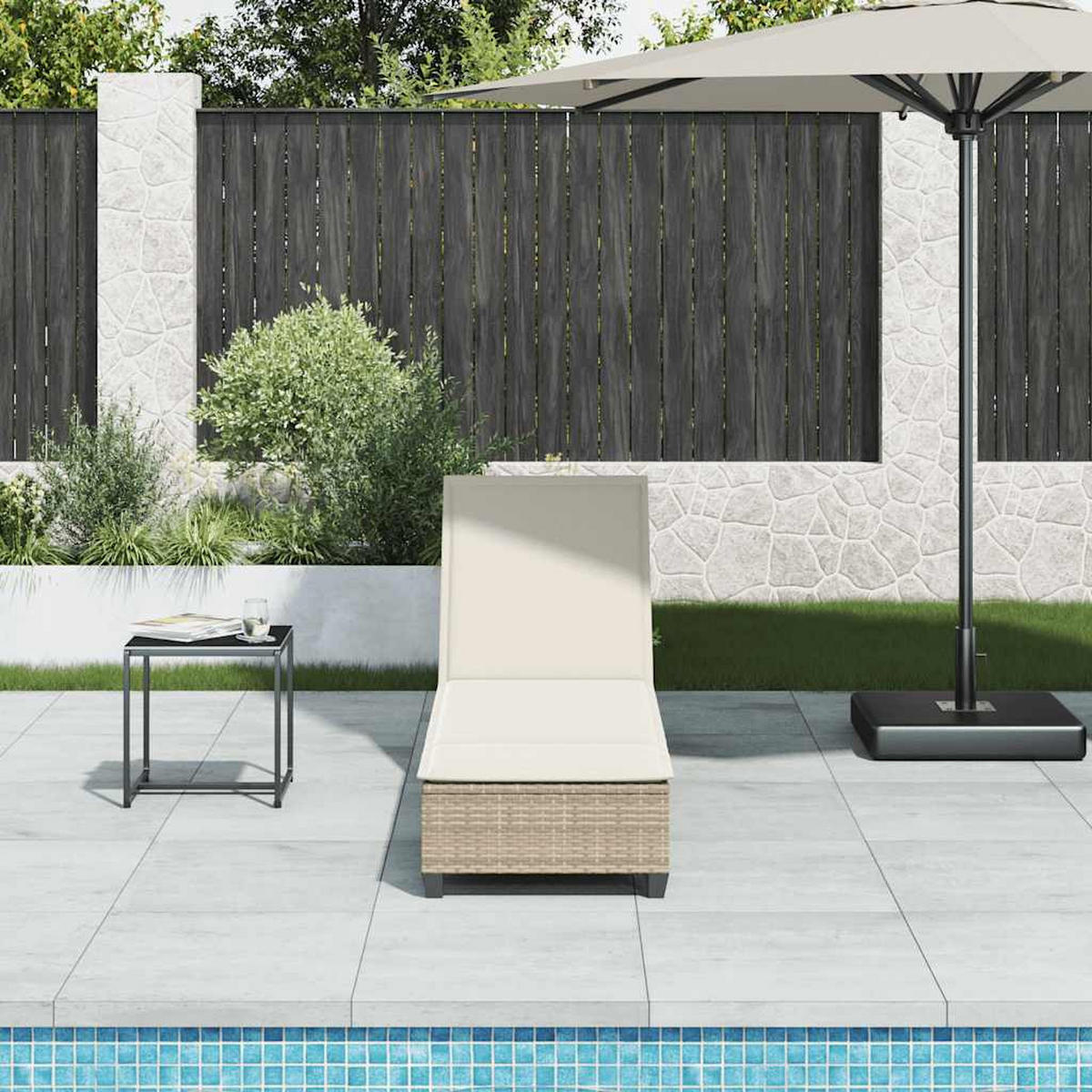 SONNENLIEGE Mit Auflagen Beige 55/200/25,5Cm Poly Rattan - Beige, Kunststoff (200/25.5/55cm) - vidaXL