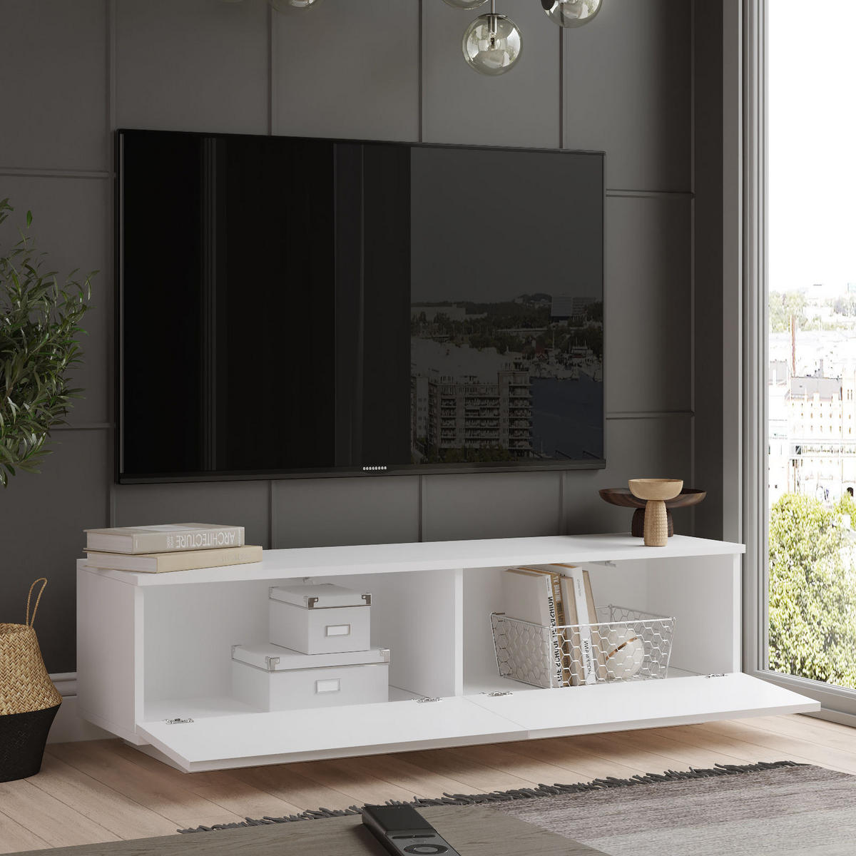 TV-MÖBEL fn1 weiss - Weiß, Holz (35/38/140cm) - Habitat Garten