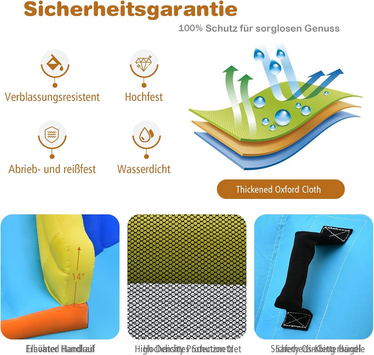 HÜPFBURG 203cm Blau - Blau, Kunststoff (525/373/203cm) - COSTWAY