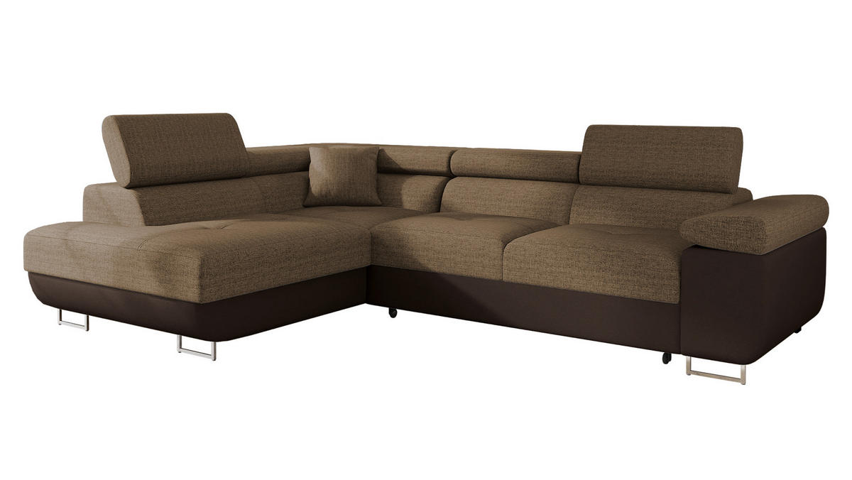 ECKSOFA Torezio, Seite: Links - Braun, Holz/Textil (274/203cm) - MIRJAN24