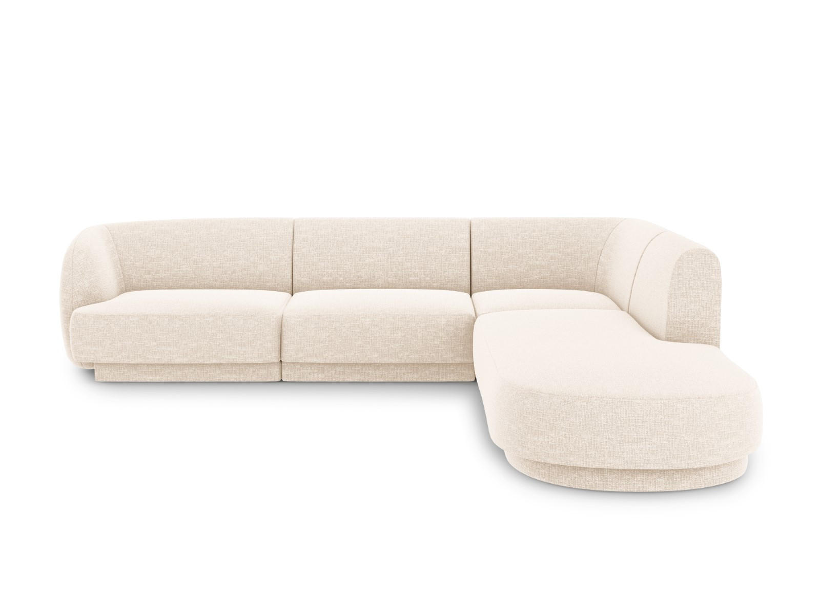ECKSOFA rechts Miley aus Chenille-Stoff leichtes beige 6 Sitzplätze - Creme, Textil (248/255cm) - Micadoni