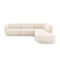 ECKSOFA rechts Miley aus Chenille-Stoff leichtes beige 6 Sitzplätze - Creme, Textil (248/255cm) - Micadoni
