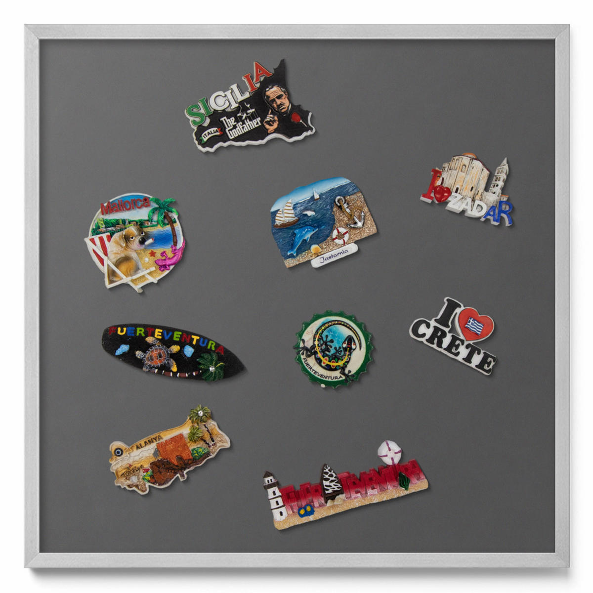 MAGNETTAFEL 50x50 cm Silberner Rahmen Dunkelgrau - Anthrazit, Metall (50/50/0.4cm) - TULUP