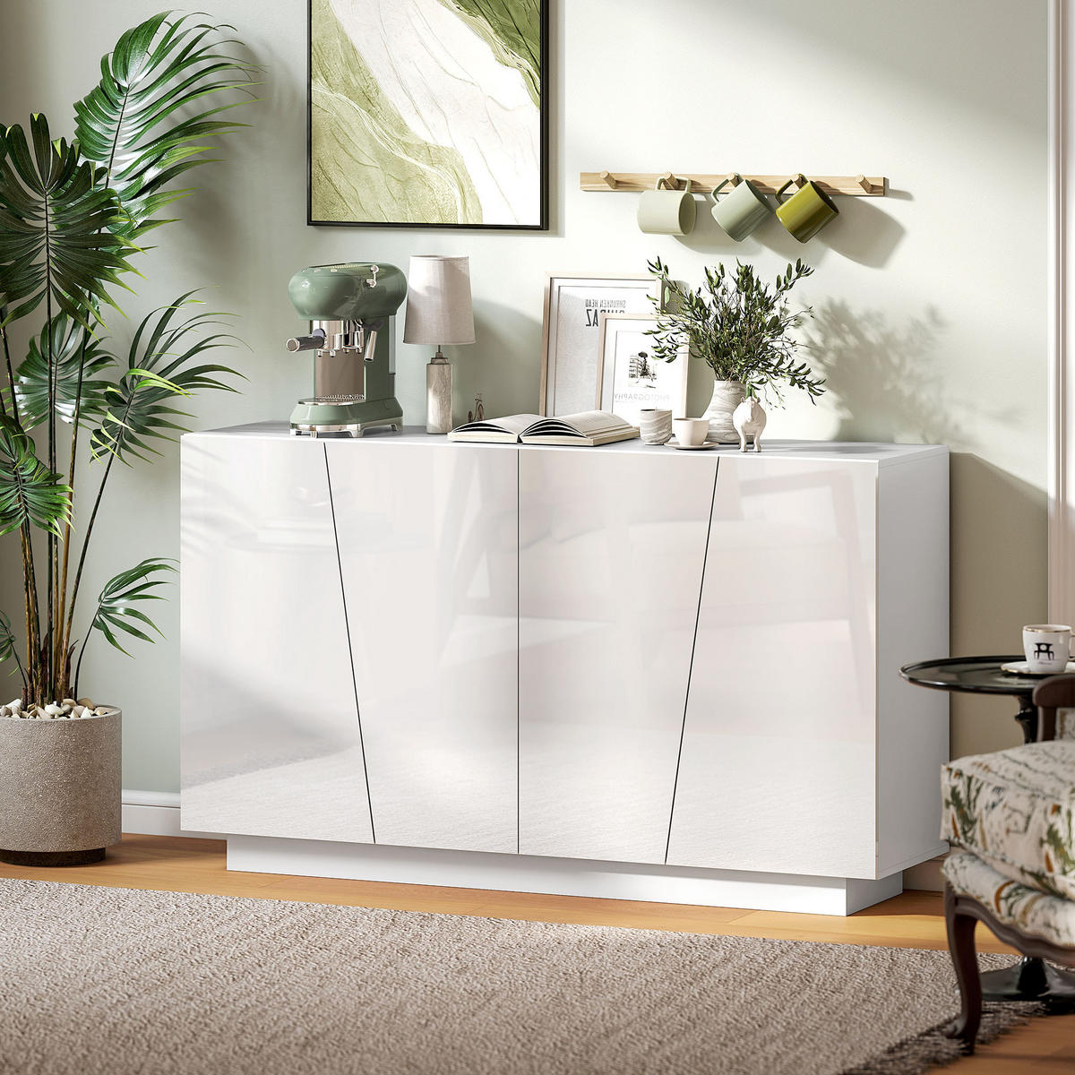 SIDEBOARD Weiß Hochglanz 150/40/88 cm - Weiß, Holzwerkstoff (150/88/40cm) - PANGIVO