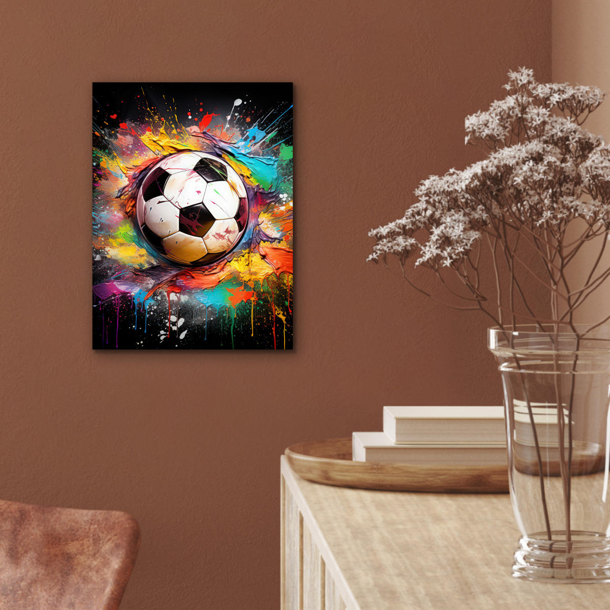 KOVOVÝ OBRAZ Futbal - Farba - Farby - Čierna - Biela 30x40 cm - biela, kov (30/40cm) - MuchoWow