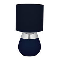 TISCHLAMPE - Dunkelblau, Kunststoff/Textil (18/18/32cm) - Relaxdays