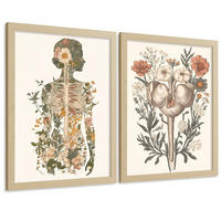 POSTER Set aus 2 Anatomie Mensch Drucke und Wandbilder mit Weiblicher Silhouette und Fortpflanzungssystem Botanischer Vintage Stil Größe Rahmenlos A3 - Klar, Papier (29.7/42/3cm) - Nacnic