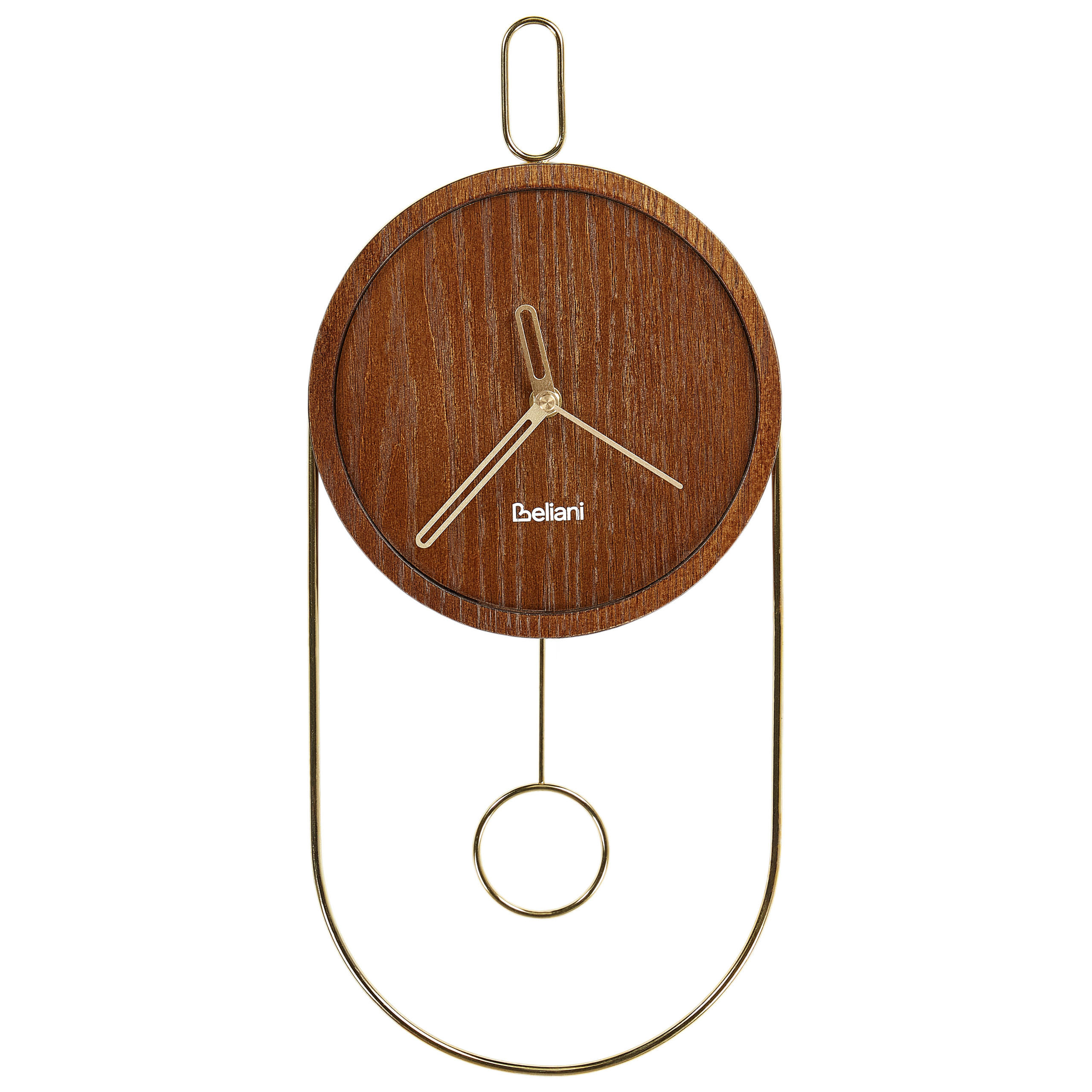 WANDUHR Dunkler Holzfarbton/Gold Sierre - Dunkelbraun/Goldfarben, Holzwerkstoff (20/45/3cm) - Beliani