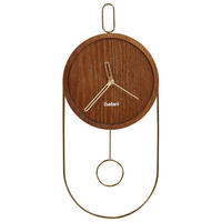 WANDUHR Dunkler Holzfarbton/Gold Sierre - Dunkelbraun/Goldfarben, Holzwerkstoff (20/45/3cm) - Beliani