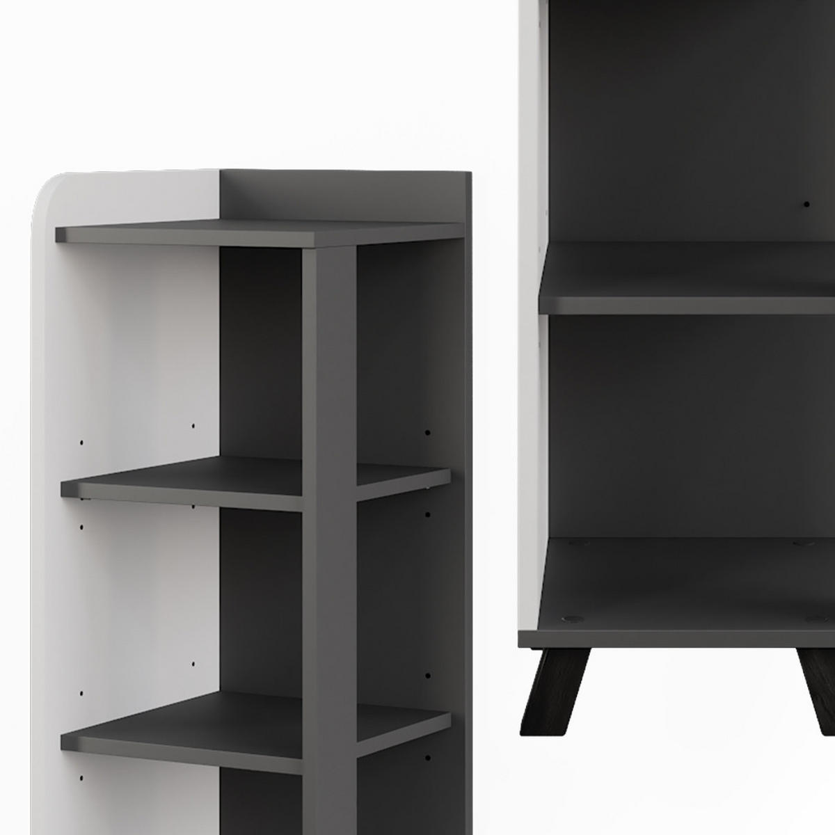 MIDISCHRANK Karen Anthrazit/Weiß 30 x 90 cm mit 4 Ablagen - Anthrazit/Weiß, Holzwerkstoff (30/90/35cm) - Vicco