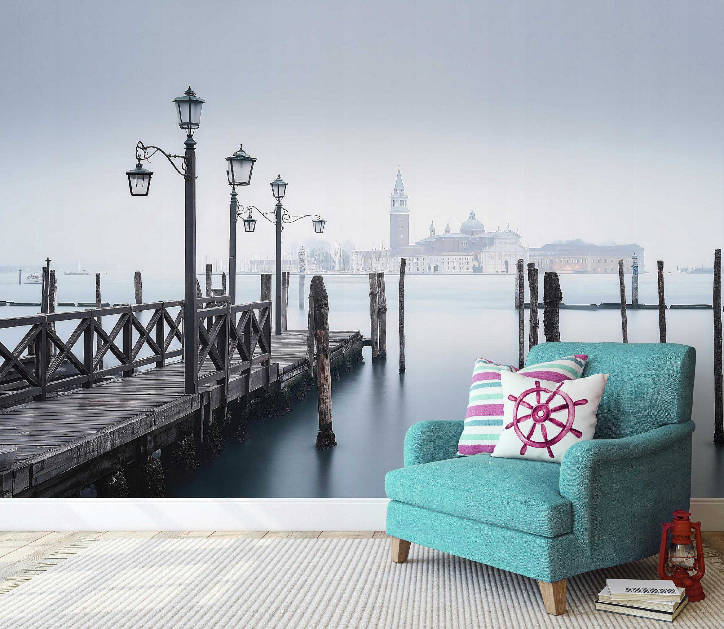 FOTOTAPETE Stadt Pier Grau 150x105 cm - Multicolor, Papier (150/105cm) - Wallarena