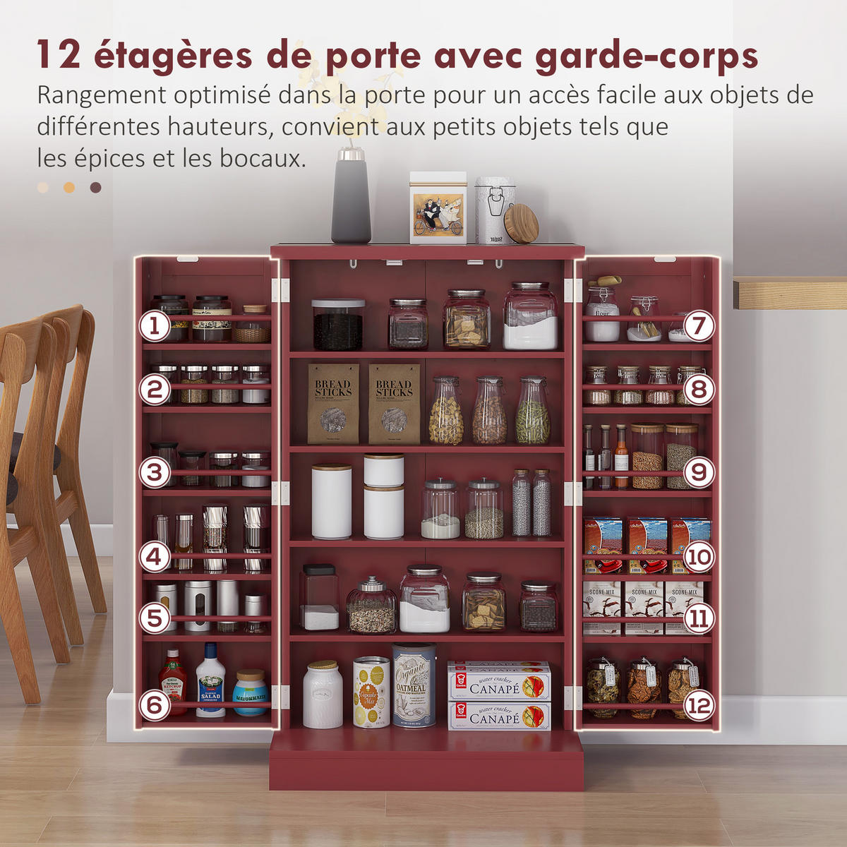 MEHRZWECKSCHRANK DE-11143 5 Böden Rot - Rot, Holzwerkstoff (30/104/60cm) - ComfortXL