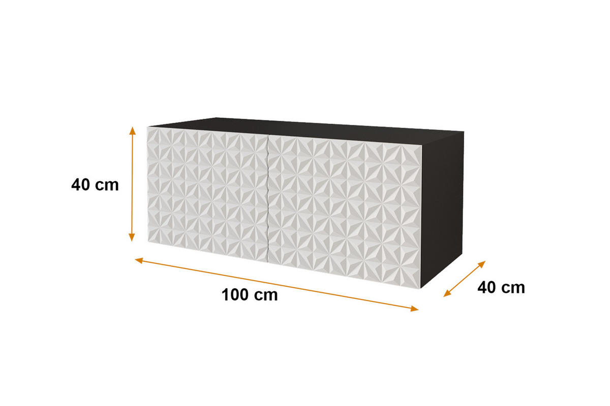 LOWBOARD VIRA-W 100x40x40 cm - Schwarz / Weiß - Weiß, Holzwerkstoff (100/40/40cm) - ALTDECOR