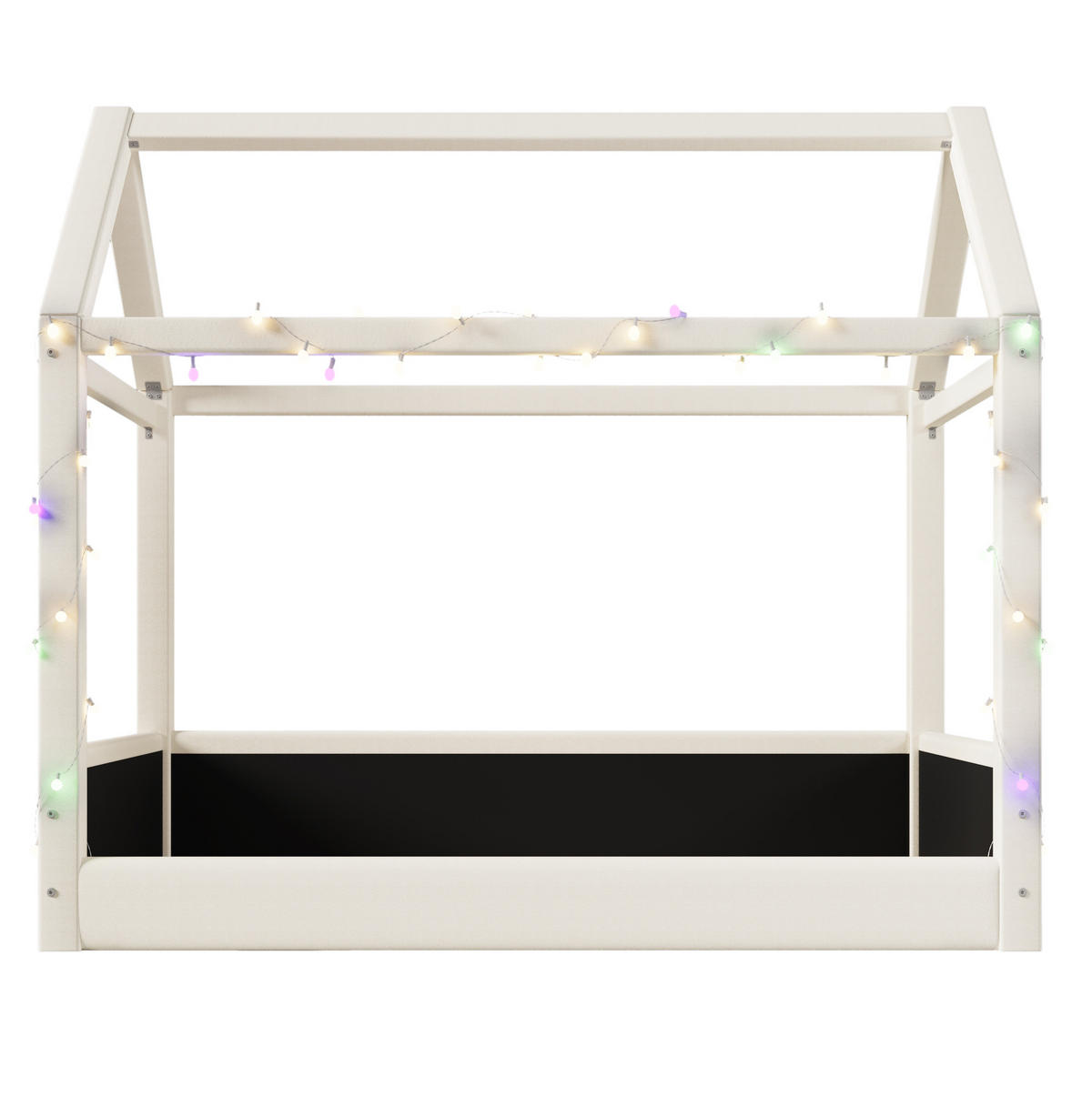 ČALÚNENÁ posteľ s ľanovým poťahom, 90/200 cm béžová, LED osvetlenie v tvare domčeka - béžová, textil (90/200cm) - BEAOK