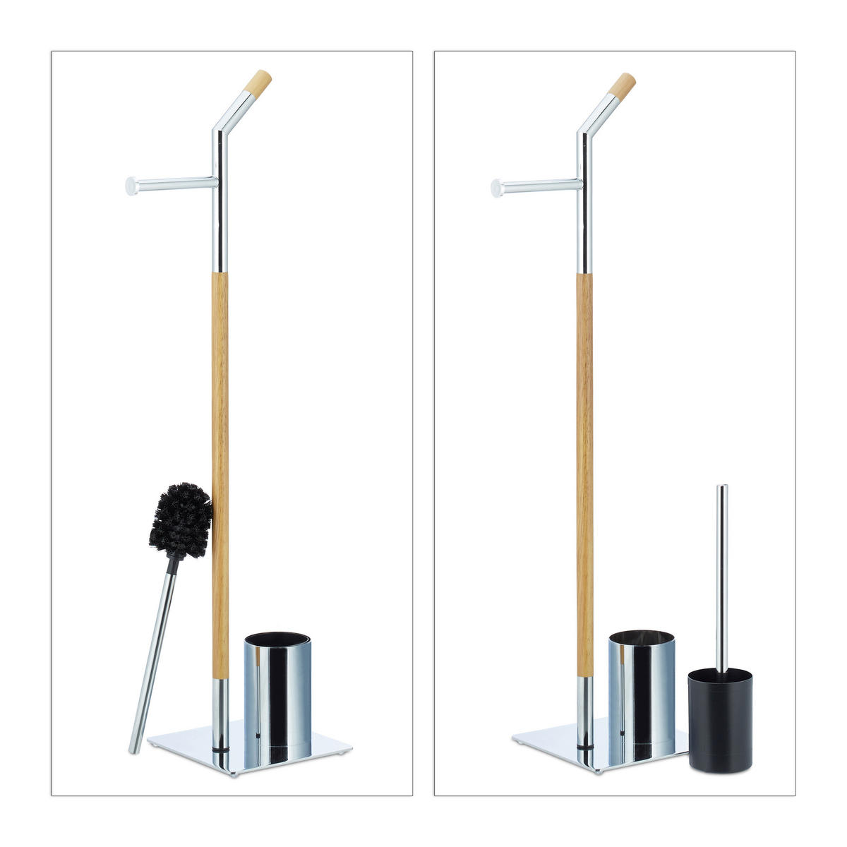 WC Garnitur - Multicolor, Holz/Metall (24/90/20cm) - Relaxdays