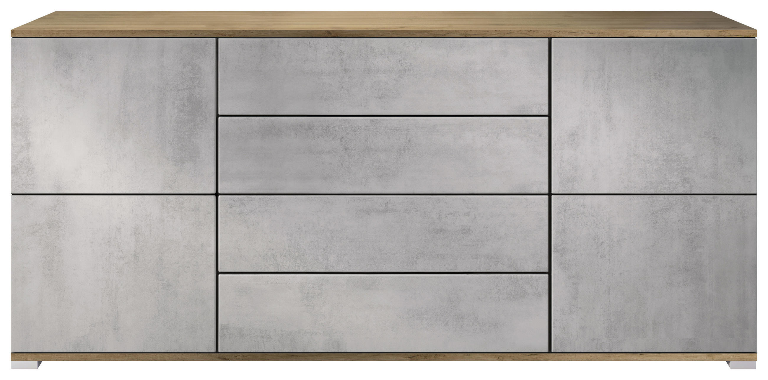 SIDEBOARD Rova Beton Oxid Optik - Hellgrau, Holzwerkstoff (166.5/75.5/35cm) - Vladon