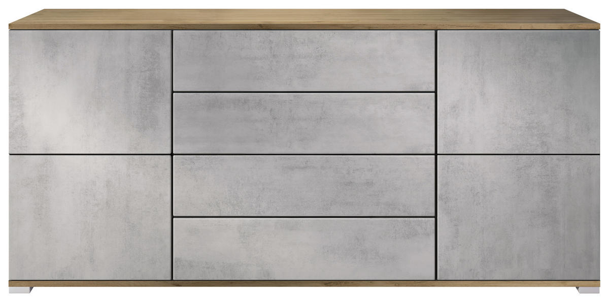SIDEBOARD Rova Beton Oxid Optik - Hellgrau, Holzwerkstoff (166.5/75.5/35cm) - Vladon