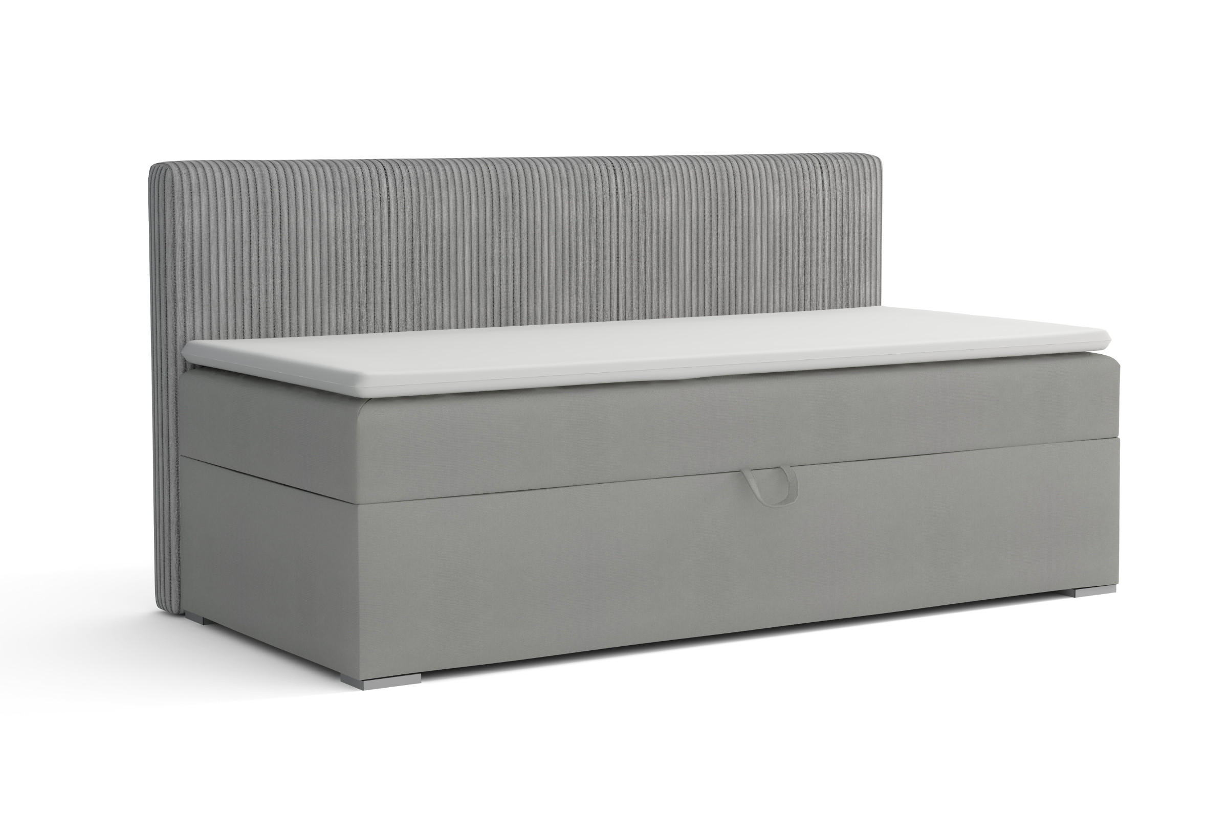 BOXBETT MATI BIS 90/200 Hellgrau mit Taschen-Federkernmatratze H4 - Hellgrau, Holz/Holzwerkstoff (90/200cm) - Deine Möbel 24