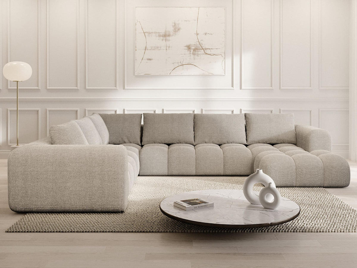 WOHNLANDSCHAFT Casaluna U-Form Hellgrau Strukturstoff - Hellgrau, Kunststoff (338/88/267cm)