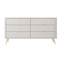 SIDEBOARD Vespasia 6S Beige 163,2/81,2/38 cm – Geriffelten Fronten - Beige/Goldfarben, Holzwerkstoff/Metall (163/81.2/38cm) - AX Living