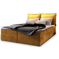 POSTEL BOXSPRING LENTE 160x200 cm, s matrací a úložným prostorem, žlutá - žlutá, kompozitní dřevo/textil (160/200cm) - MASSENO