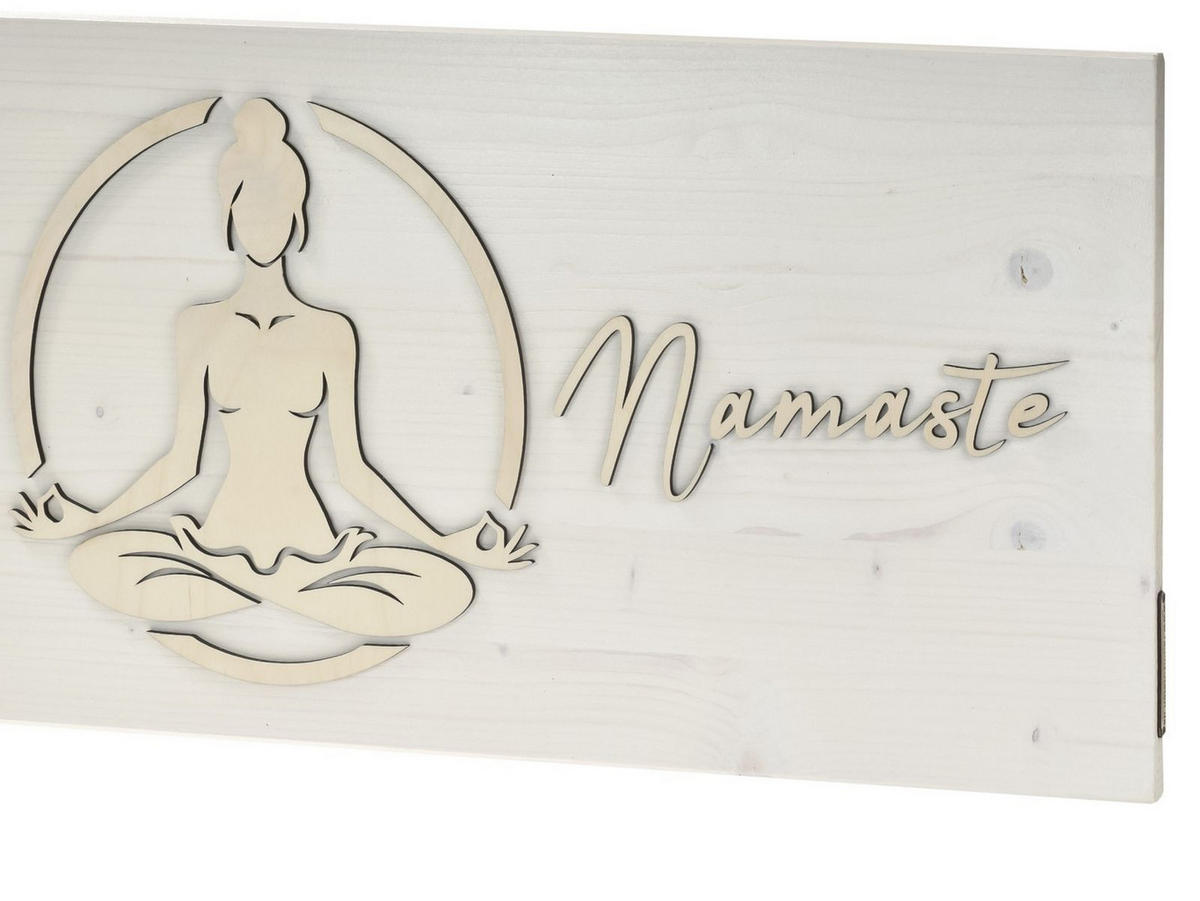 HOLZBILD Yoga weiß Padmasana - Lotussitz 80x30 cm - Weiß, Holz (80/30cm) - Raumzutaten