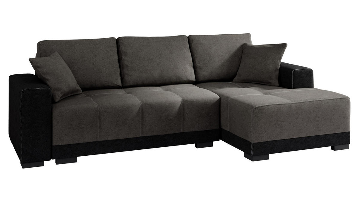ECKSOFA Dallas, Seite: Rechts - Schwarz/Grau, Holz/Textil (240/140cm) - MIRJAN24