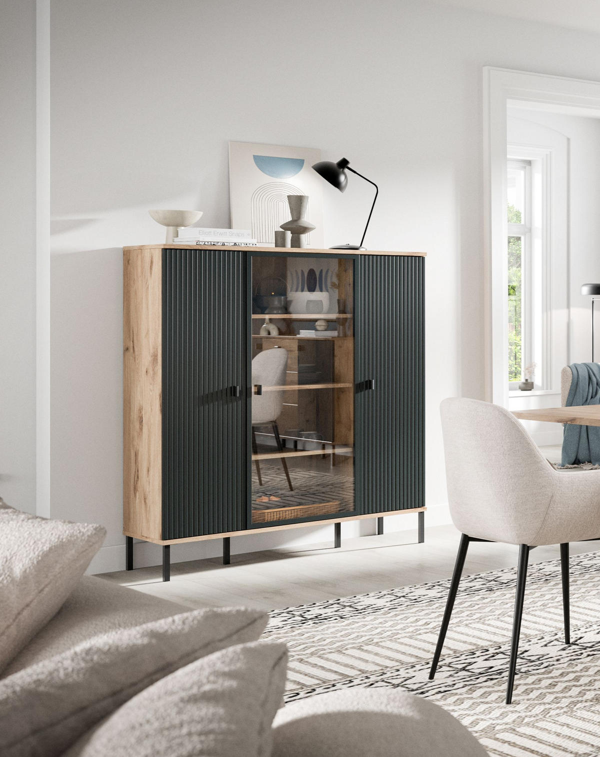 HIGHBOARD Chess schwarz 115/41/137 cm - Braun, Holzwerkstoff (115/137/41cm) - Xonox