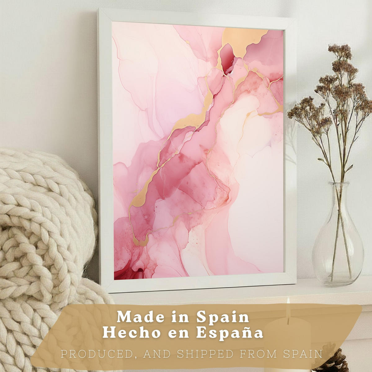 PLAKAT Sada 3 Fuchsia Pink A3 Bílý rám - bílá, papír (29.7/1/42cm) - Nacnic