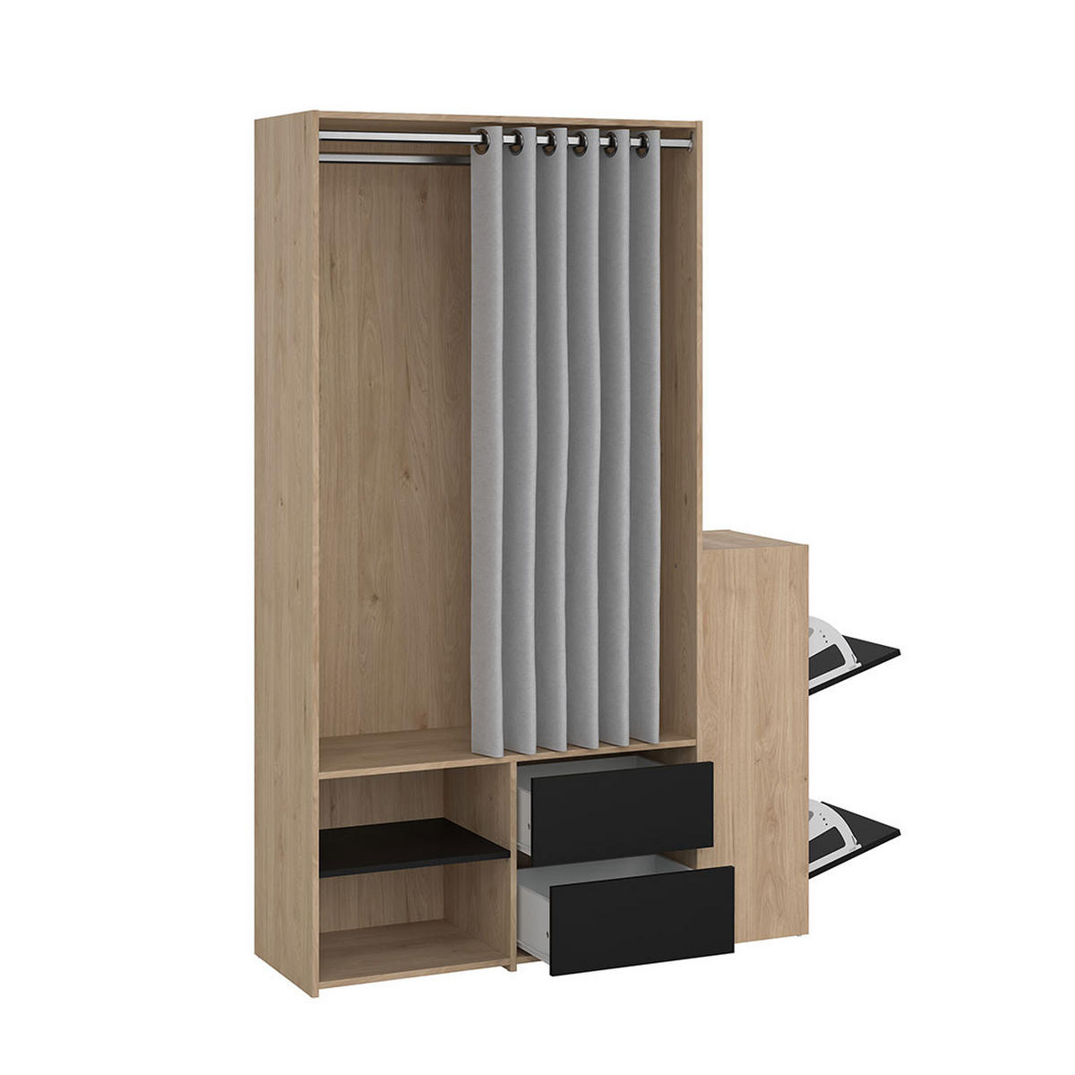 KLEIDERSCHRANK Kimmy Walnussfarben 128/41/198 cm - Walnussfarben/Schwarz, Holzwerkstoff (128/198/41cm) - ebuy24