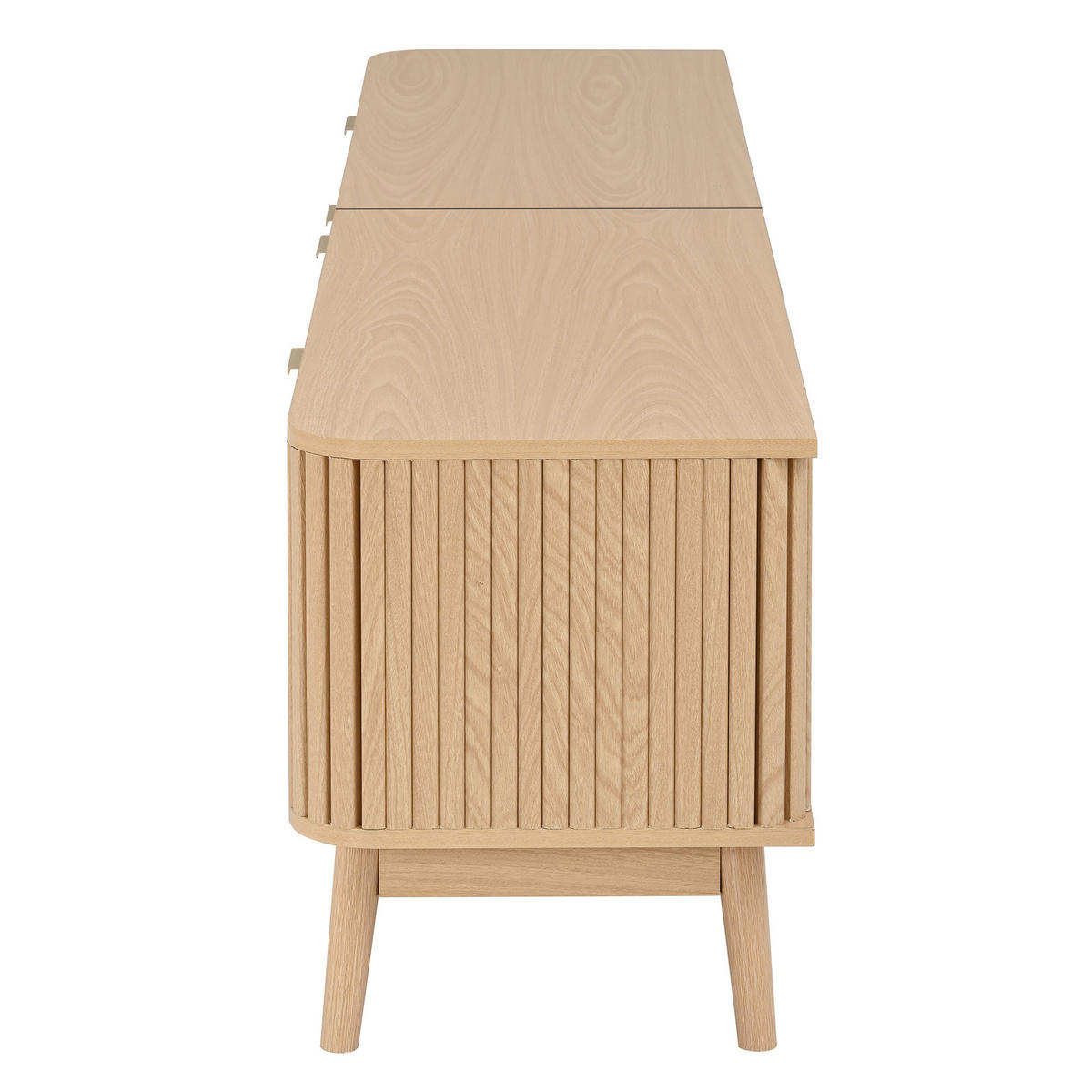 TV-SCHRANK LED Glas Türen Sideboard Massivholzbeine Modern - Naturfarben, Holzwerkstoff (180/50/40cm) - FLIEKS