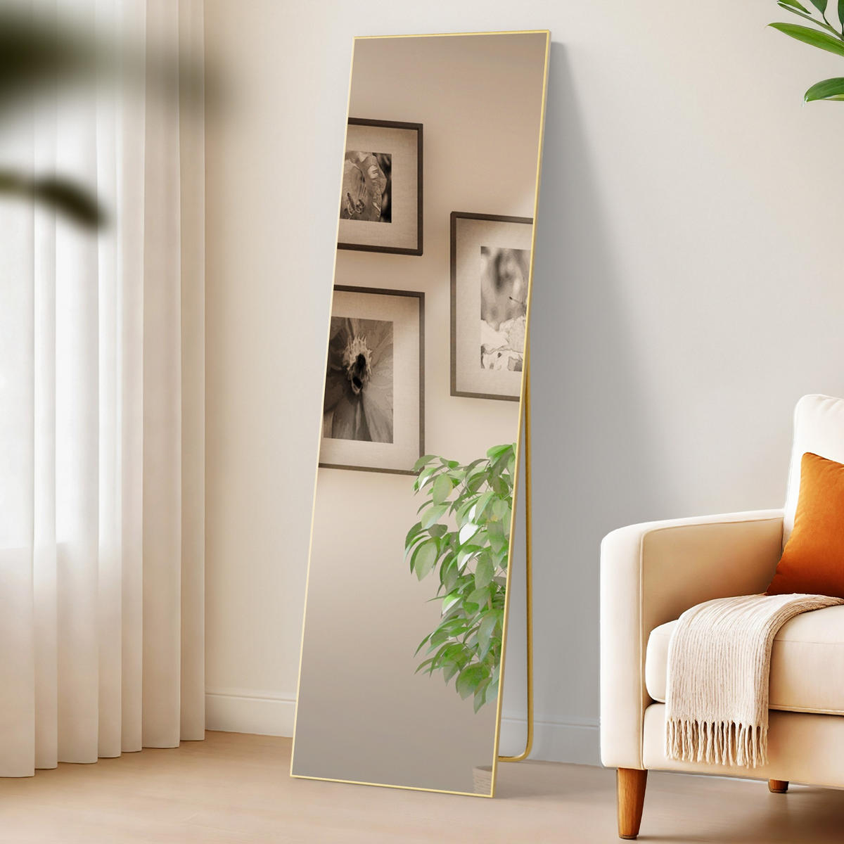 STANDSPIEGEL Krakow Glas Gold glanz Ganzkörperspiegel - Goldfarben, Glas (40/140/3cm) - DELUKE